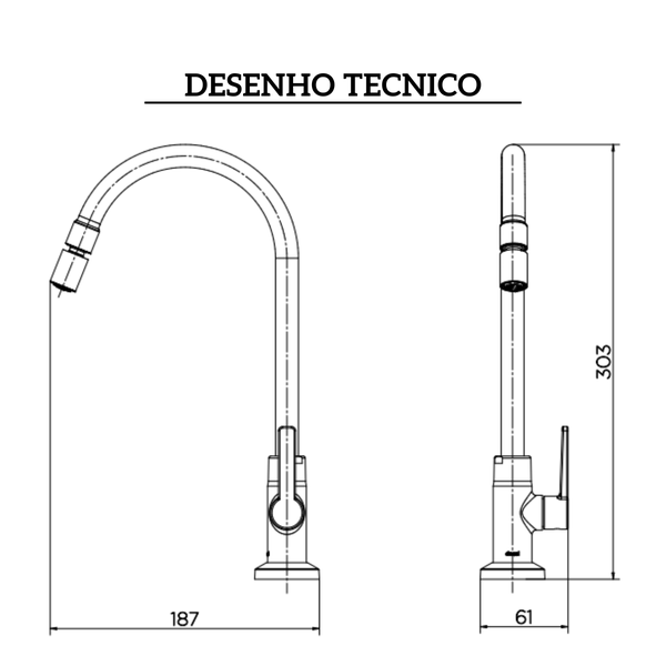 00801306 torneira para cozinha bica alta gali docol desenho
