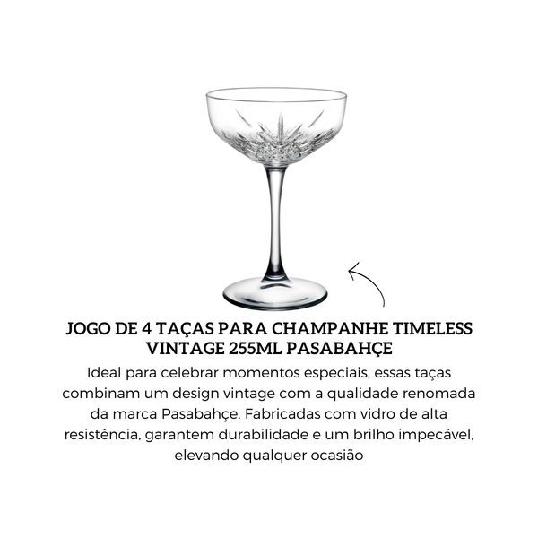 46366 jogo de 4 tacas para champanhe timeless vintage 255ml pasabahce descr
