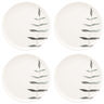 Conjunto Com 4 Pratos Rasos 26Cm Flat Samambaia Branco Oxford - 