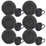 Conjunto Com 6 Xícaras De Café E Pires Orgânico Preto Matte 100ml Porto Brasil -