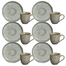 Conjunto Com 6 Xícaras De Café Com Pires Bio Green Granite 100ml Porto Brasil - 