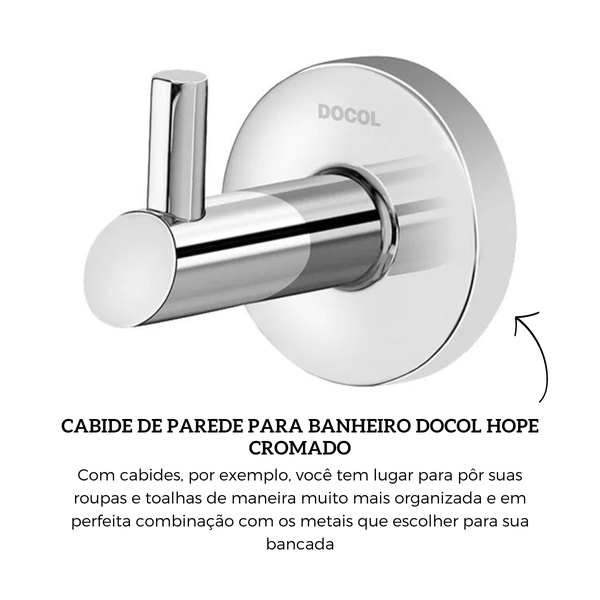 Cabide De Parede Para Banheiro Docol Hope Cromado | Loja Kaster