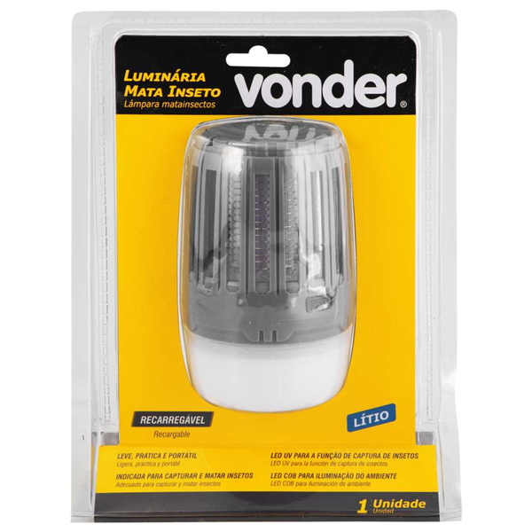 8075150150 luminaria em led mata inseto recarregavel vonder embalagem