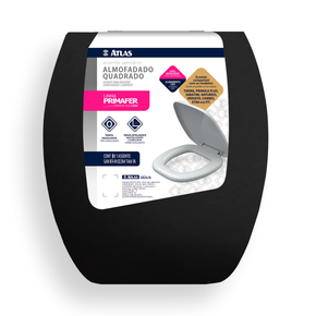 tampa assento sanitario quadrado almofadado preto atlas