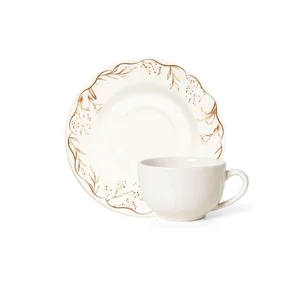 xicara com pires de ceramica aquarelle easter copa e cia