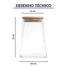 porta mantimento de vidro borossilicato com tampa de bambu 500ml wolff 2