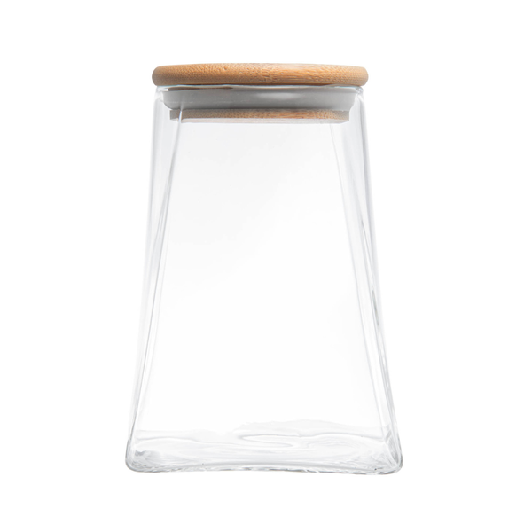 porta mantimento de vidro borossilicato com tampa de bambu 500ml wolff 5