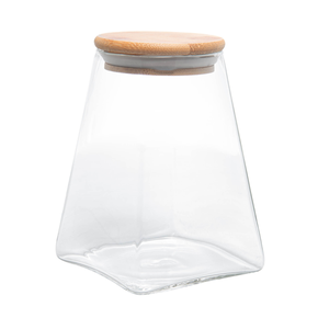 porta mantimento de vidro borossilicato com tampa de bambu 880ml wolff 1