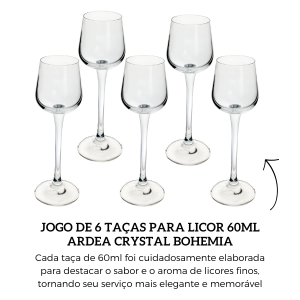57983 jogo de 6 tacas para licor 60ml ardea crystal bohemia descr