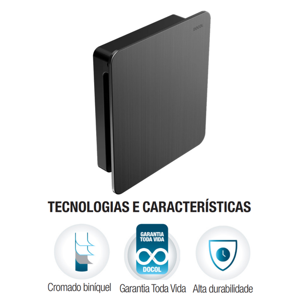 acabamento para valvula de descarga de parede docol flat grafite escovado 1