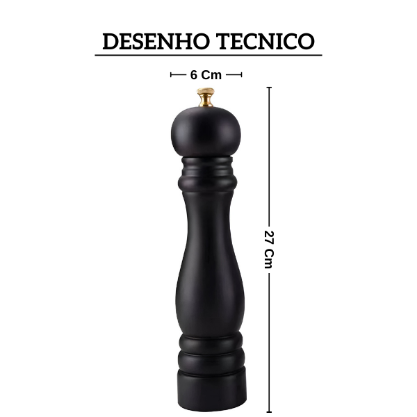 30204 moedor para sal e pimenta 27cm preto legno l hermitage desenho