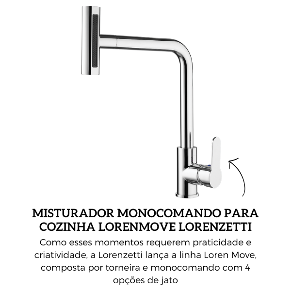 Misturador Monocomando Lorenzetti LorenMove 2257 C57 | Loja Kaster