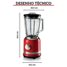 liquidificador ariete 585 moderna vermelho copo de vidro 1 5l 1000w 1
