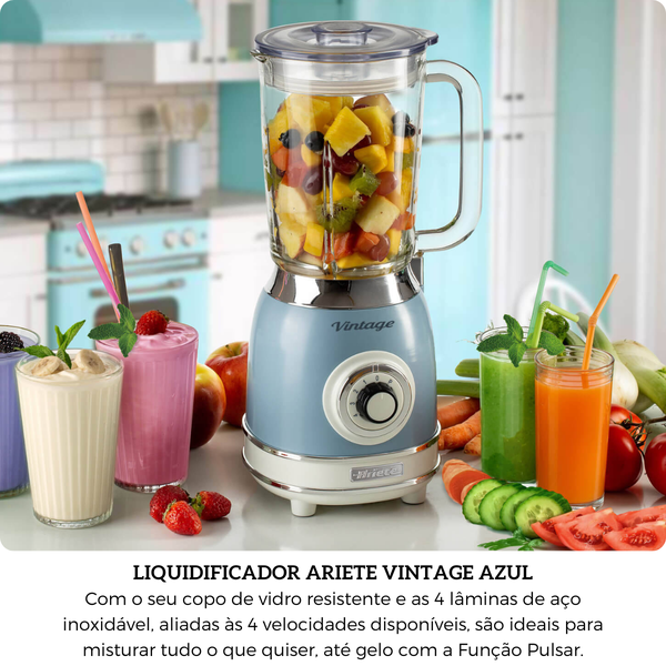 liquidificador ariete 583 vintage azul copo de vidro de 1 5l 1000w 1
