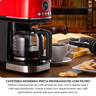 cafeteira ariete 1396 moderna vermelha programavel com filtro 900w