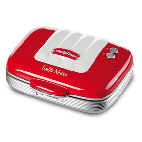 maquina de waffle ariete 1973 vermelha retro party time 700w 4