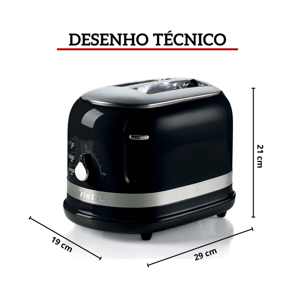 torradeira eletrica ariete 149 moderna preta p 2 fatias 6 niveis de tostagem 750w