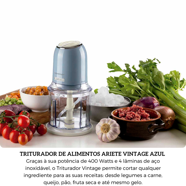 triturador de alimentos ariete 438 vintage azul 2 velocidades 5