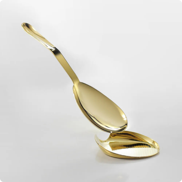 apoio para colher de servir sarezzo inox revestido em ouro 24k riva 4