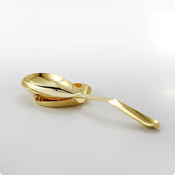 apoio para colher de servir sarezzo inox revestido em ouro 24k riva 6
