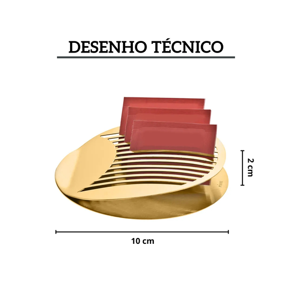 porta sache de adocante acucar roselle de aco inox revestido em ouro 24k riva 11