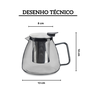 bule para cha em vidro e aco inox com infusor 1l fume oxford 1