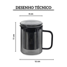 caneca de cha em vidro com infusor aco inox 350ml fume oxford 3