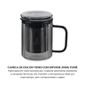 caneca de cha em vidro com infusor aco inox 350ml fume oxford 4