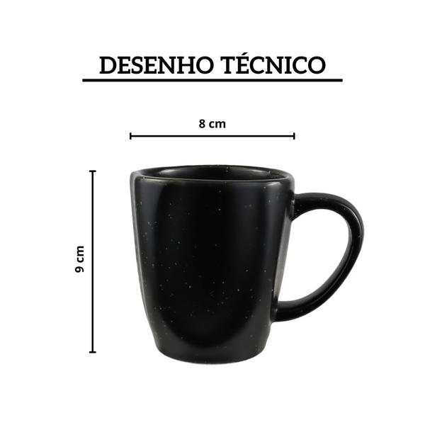 Caneca de Porcelana Oxford Ryo Volcano Preto Fosco 260mL | Loja Kaster