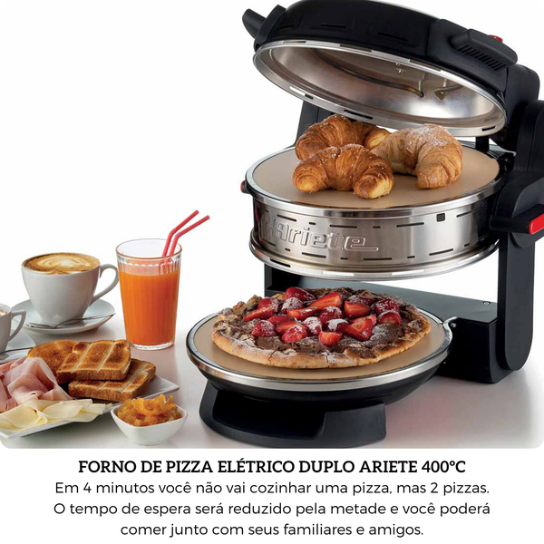 forno de pizza eletrico duplo ariete 927 preto 400oc 4