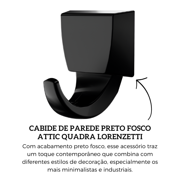 7140113 cabide de parede preto fosco attic quadra lorenzetti descr