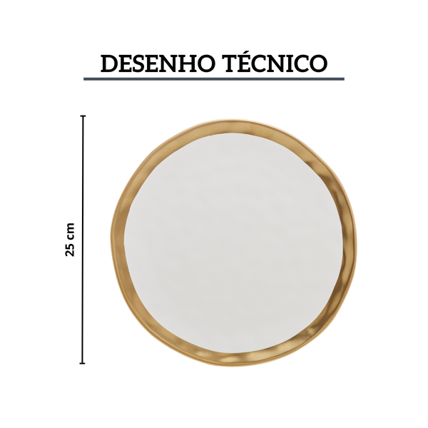 prato raso de porcelana dubai branco e dourado 25cm x 2cm wolff 1