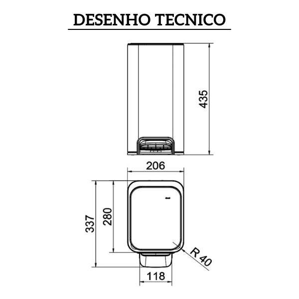 90987293016 lixeira de piso 10l com balde interno removivel docolflat docol desenho