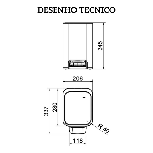 90987292016 lixeira de piso 7l com balde interno removivel docolflat docol desenho