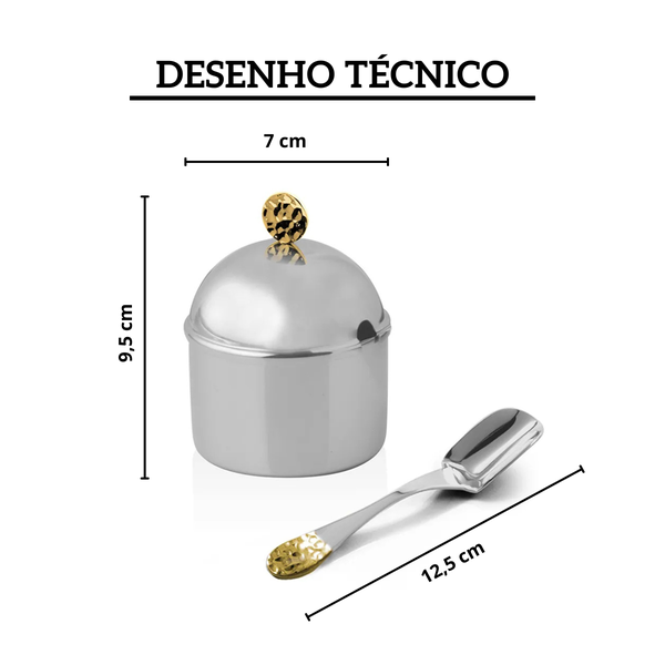 acucareiro nocc ravena com detalhes em ouro 24k com colher riva 4