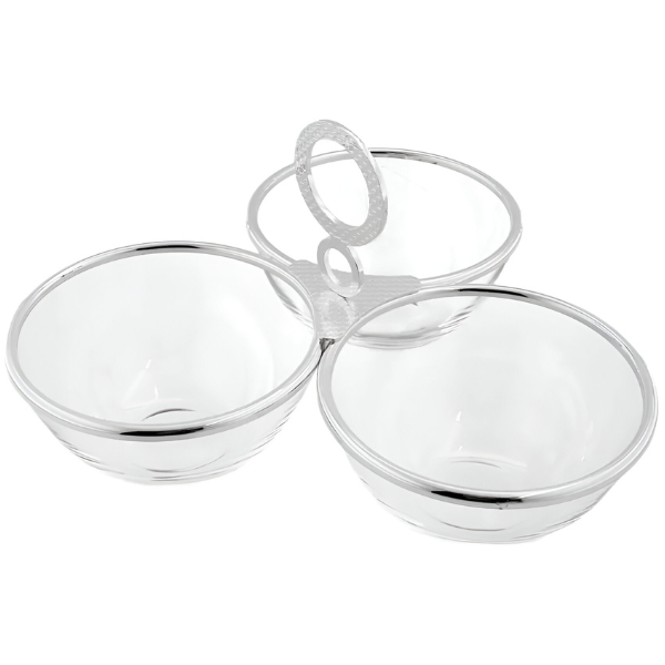 006214 porta aperitivo triplo inox revestido em prata sarezzo riva