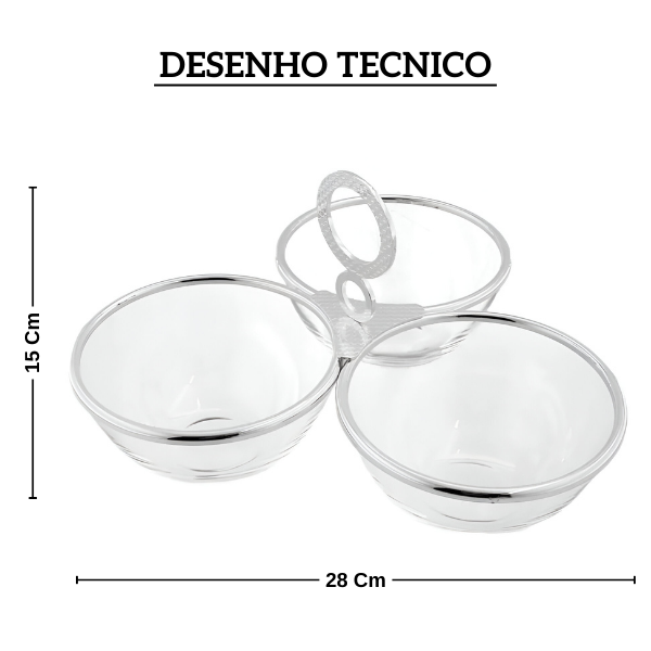 006214 porta aperitivo triplo inox revestido em prata sarezzo riva desenho