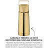 go5415 garrafa termica com ampola 1l inox revestido em ouro 24k pump riva descr