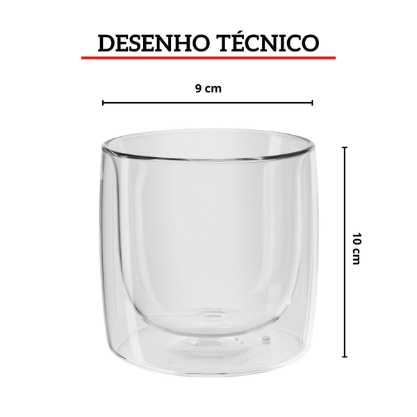 jogo com 2 copos de vidro de parede dupla para whisky 266ml sorrento 3