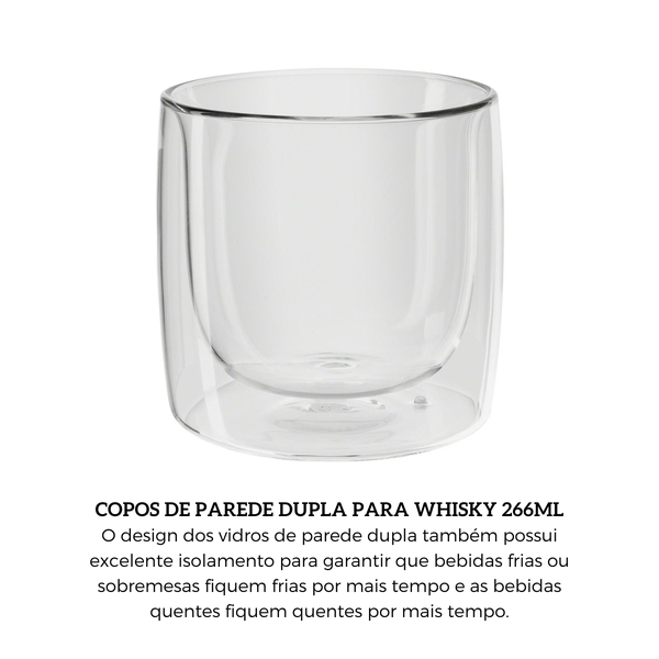 jogo com 2 copos de vidro de parede dupla para whisky 266ml sorrento 4