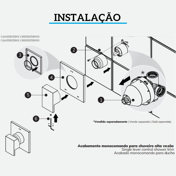 acabamento monocomando para chuveiro de altabaixa pressao 34 new edgeminima ouro polido docol 3