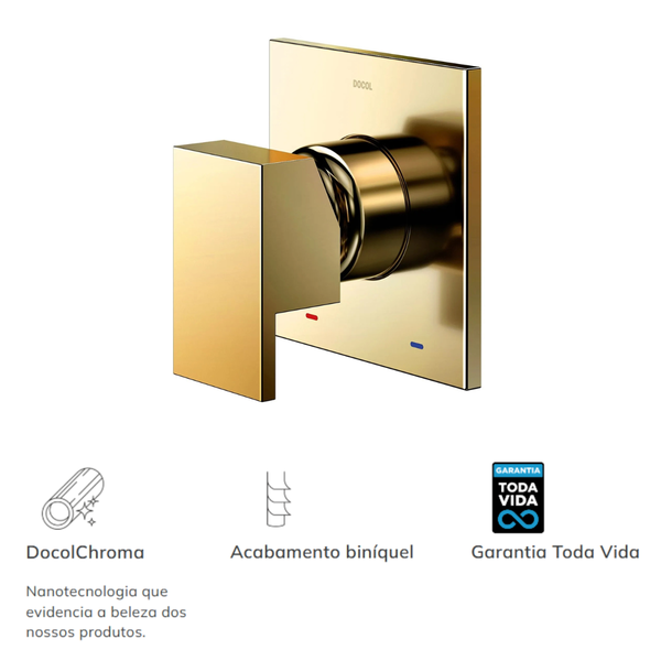 acabamento monocomando para chuveiro de altabaixa pressao 34 new edgeminima ouro polido docol 5