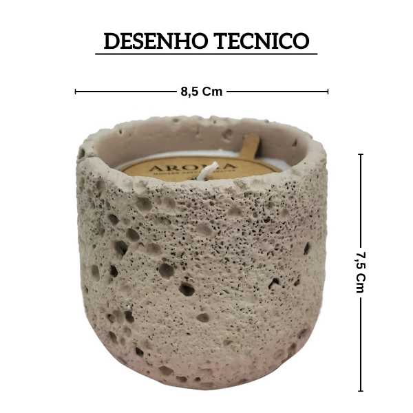 aq0033 vela aromatizada em cimento bege pequena bct desenho