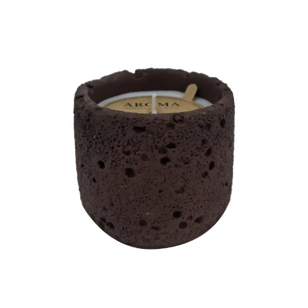 aq0034 vela aromatizada em cimento marrom pequena bct