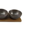 bp0004 conjunto petisqueira com bandeja de madeira e 3 bolws em ceramica preto btc detalhes 1