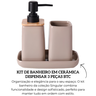 cq0010 kit de banheiro em ceramica dispensar com detalhes em madeira 3 pecas btc descr