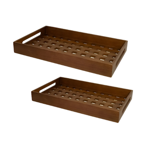 fm0278 conjunto de bandejas em madeira natural 2 pecas btc