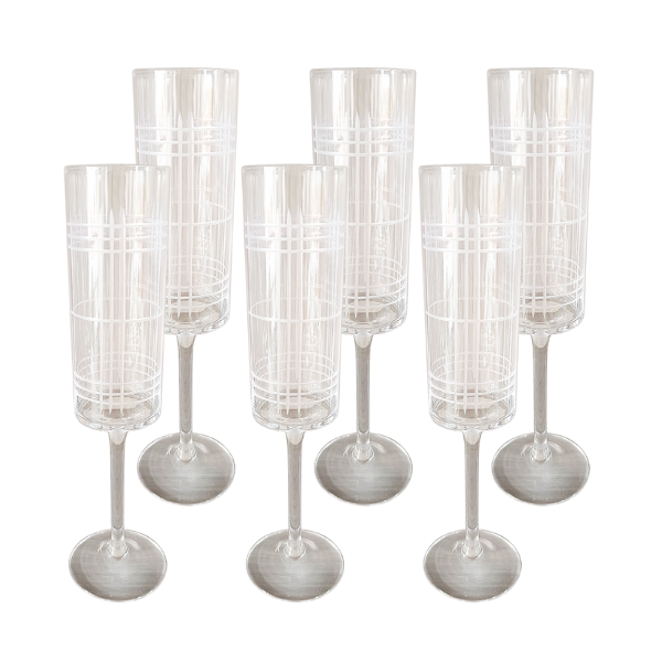 gi5013 jogo de 6 tacas em vidro com detalhes em filetes 220ml btc