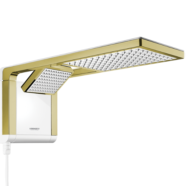 7510165 chuveiro ducha acqua duo ultra branco e matte gold 220v 7800w lorenzetti detalhes