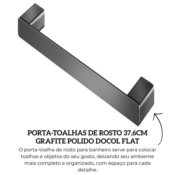 90010136048 porta toalhas de rosto 37 6cm grafite polido docol flat descr